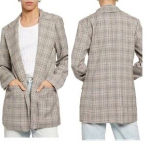 KNOW ONE CARES NORDSTROM Plaid Corpcore librariancore lined preppy blazer NWT L